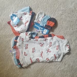 Onesies, hats and mittens